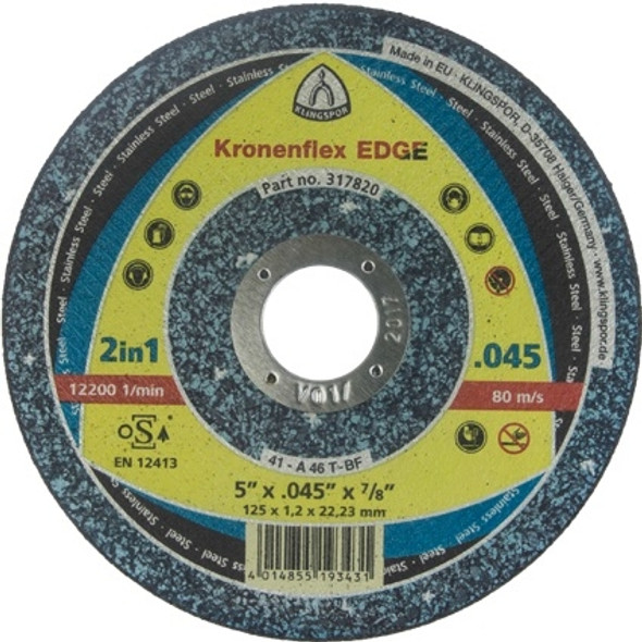Klingspor 317821 5" x .045" x 7/8" Kronenflex Edge Depressed Center Cutting Wheel