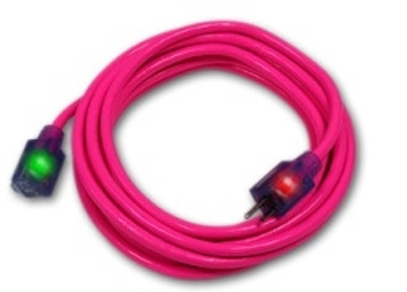 Pro Glo 12/3 50 Foot Extension Cord Pink Single-Ended