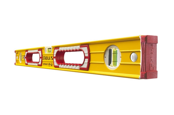 Stabila 37424 24-inch Type 196 heavy-duty level with yellow frame and rubber hand grips.
