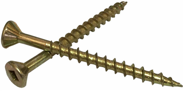 #8 x 3" Flat Head Yellow Zinc Wood Screw - Jug