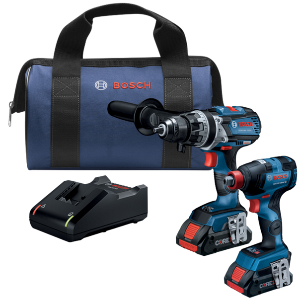 Bosch GXL18V224B25 18V 2-Tool Combo Kit with Freak 1/4" and 1/2" Two-In-One Bit/Socket Impact Driver and Brute Tough 1/2" Hammer Drill/Drive