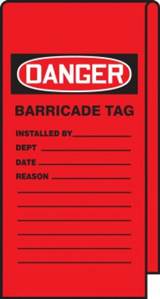 Accuform TAT116 Danger Barricade Tag