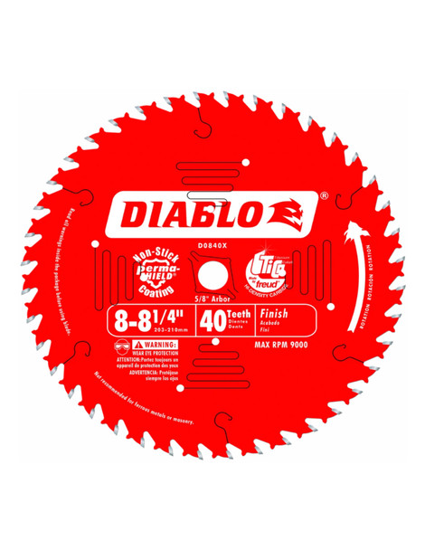 Diablo D0840X 8‑1/4"x40T Finishing Saw Blade - Wood