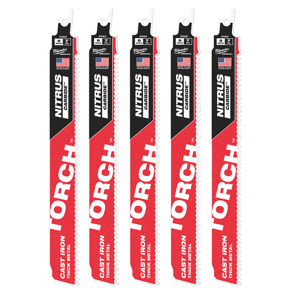 9″ 7TPI TORCH SAWZALL Blades with NITRUS CARBIDE 5-Pack