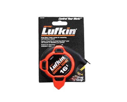 Crescent Lufkin CS8516MP 16ft Hi-Viz Orange tape measure with compact 3/4 inch blade extended.