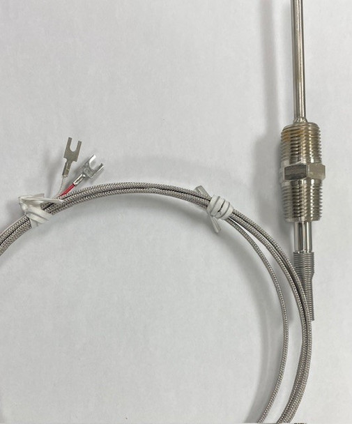 Thermocouple Type J - 3-1/8" Long Probe - 72" Stainless Steel Overbraid leads