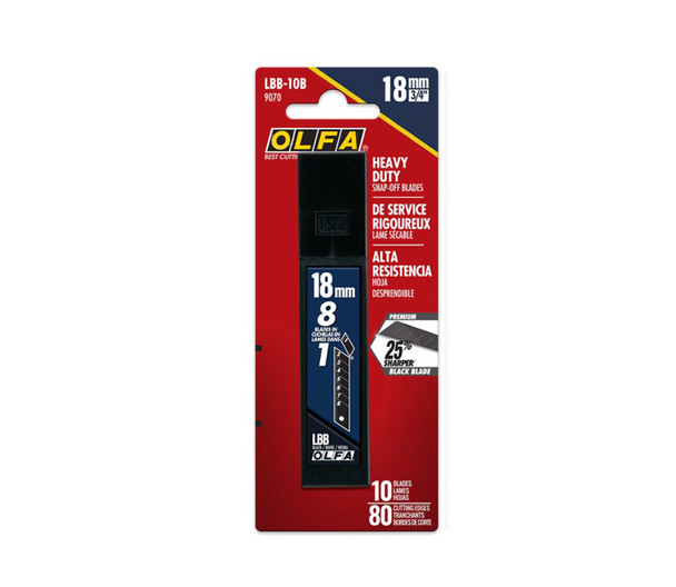 OLFA 18mm LBB Ultra-Sharp Black Snap Blade - 10 Pack