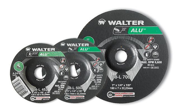 Walter Surface Technologies 08-L 602 Alu Grinding Wheel 24 Grit 6" Type 27, Depressed Center 7/8"