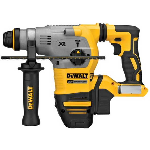 DeWalt's 20V MAX* XR Brushless 1-1/8" Rotary Hammer is a high-performance drill powered by a brushless motor and a durable German-engineered mechanism, giving the user 3.5 Joules of impact energy.
