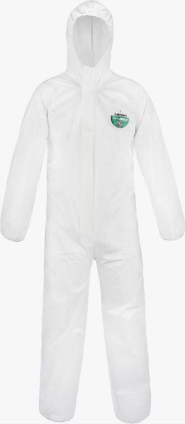 Lakeland CNS428/2XL MicroMax® Coveralls with Hood, 2X-Large, White, Microporous
