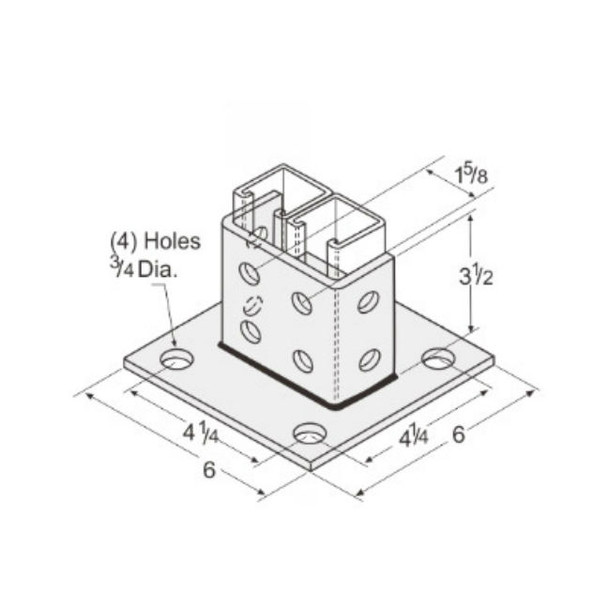 4 Hole Post Base Double Column EG