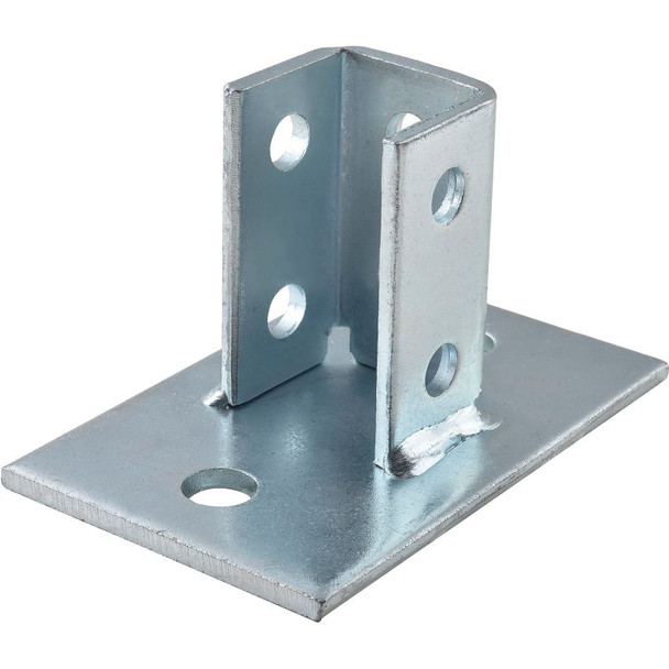 Post base Single channel 3-1/2" (6"x4") 2 Hole Rectangular Side Zinc Plated