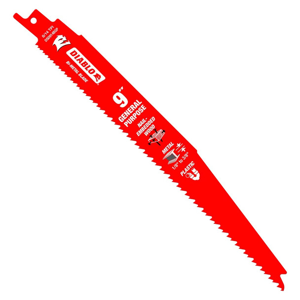 9″ x 8/14TPI Bi-Metal Recip Saw Blade – Nail Embedded Wood 5PK
