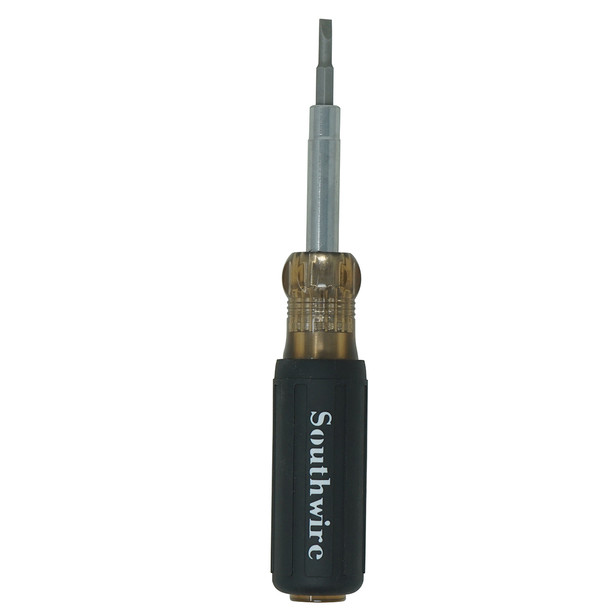 6-in-1 Screwdriver, Includes 5/16 nut Drivers, 1 and #0 Phillips 1/4'' and 3/16'' Slotted Tips