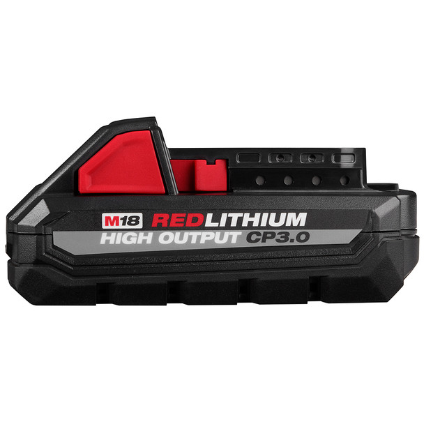 Milwaukee 48-11-1835 M18 REDLITHIUM HIGH OUTPUT CP3.0 Battery Pack showing fuel gauge
