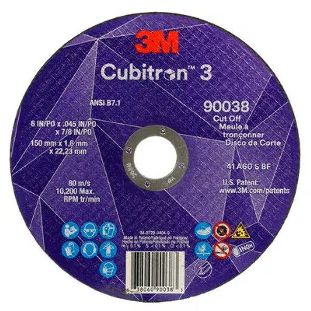 Cut-Off Wheel, 90038, 60+, T1, 6 in x 0.045 in x 7/8 in (150 x 1.6 x 22.23 mm)