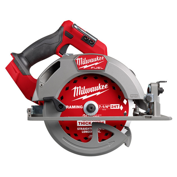 Milwaukee 2834-20 M18 FUEL™ 7-1/4” Circular Saw (Bare Tool) showing the blade guard.