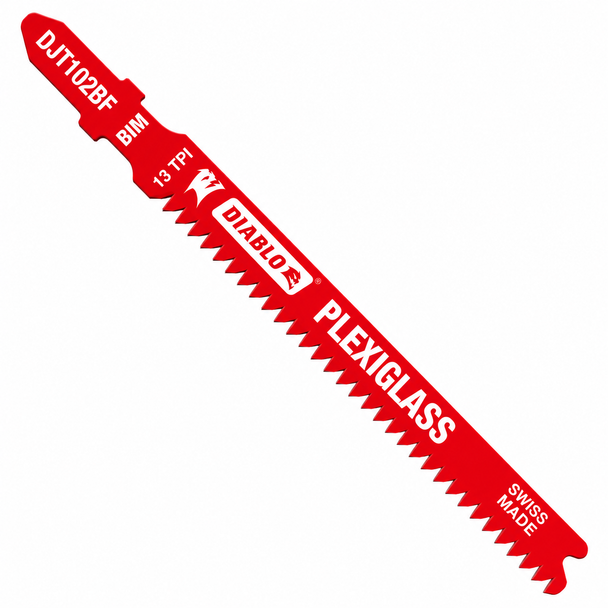 Diablo DJT102BF5 3-5/8-inch 13 TPI bi-metal T-shank jig saw blade for plexiglass.