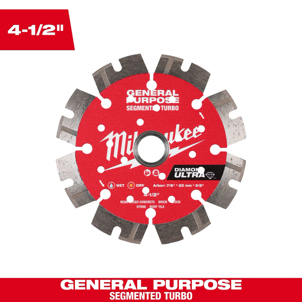 Diamond Ultra Segmented Turbo General Purpose Diamonds Blades are engineered to deliver the fastest cutting speeds and maximum run time to significantly increase productivity.