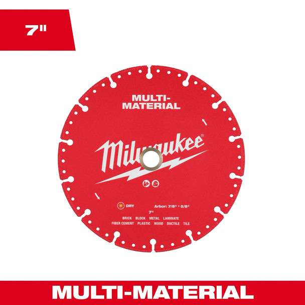Milwaukee 49-93-9607 7” Multi-Material Diamond Blade