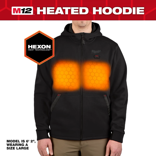 M12 Heated Hoodie delivers heat built for complete comfort, powered by Milwaukee’s hexon heat technology.