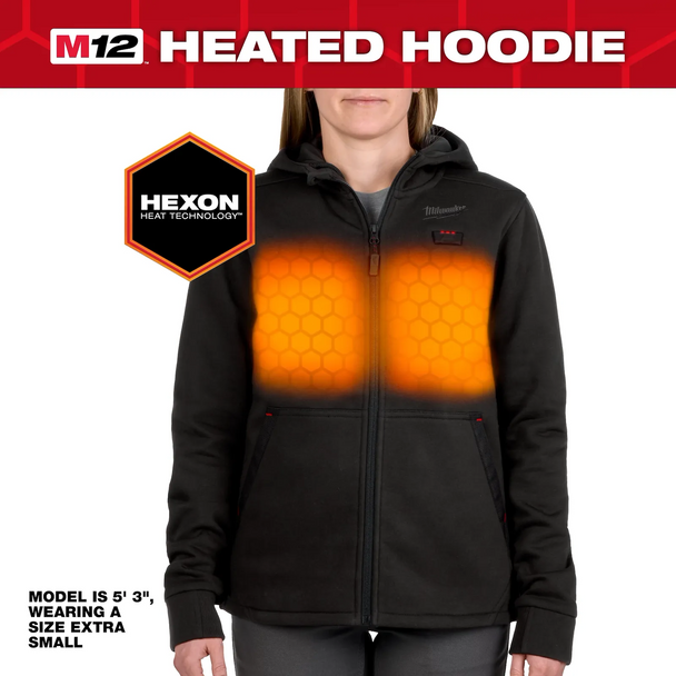 M12 Heated Hoodie delivers heat built for complete comfort, powered by Milwaukee’s hexon heat technology.