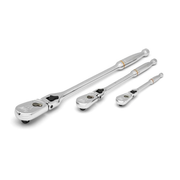 1/4″, 3/8″ and 1/2″ Drive 90-Tooth Locking Flex Head Teardrop Ratchet Set 3-Piece