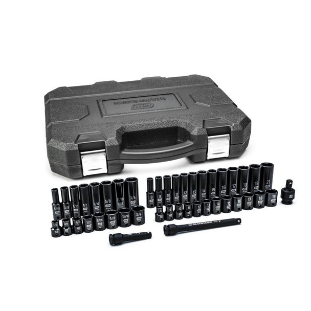 3/8″ Drive 6-Point Standard and Deep Impact SAE/Metric Socket Set 44-Piece