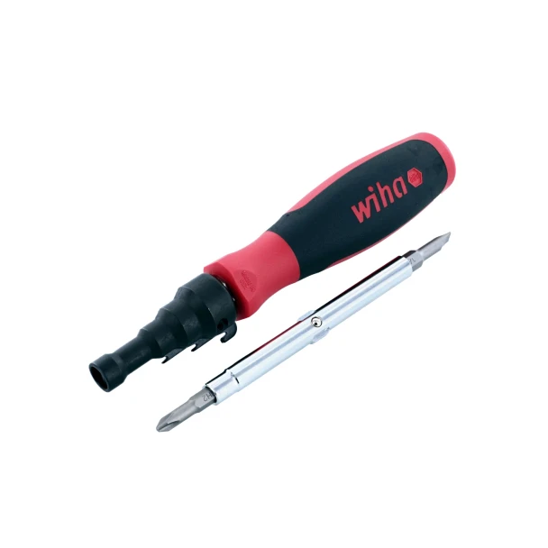 Wiha 77892 SoftFinish Conduit Reamer and 6-in-1 Multi-Driver with ergonomic cushion grip handle, conduit reamer attachment, and interchangeable double-ended bit.