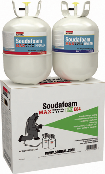 Soudal Soudafoam MAXTWC HFO E84 spray foam insulation kit with dual tanks for air sealing and insulation.