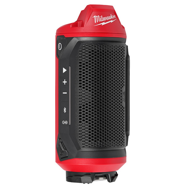 Milwaukee 2955-20 M12 Bluetooth Jobsite Speaker with PACKOUT Compatibility featuring premium sound and rugged jobsite durability.