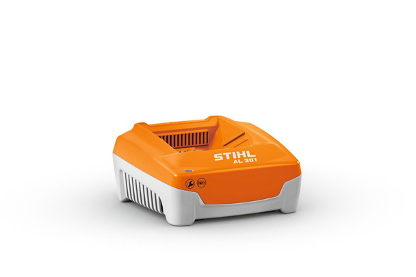 STIHL EA094305506 AL 301 battery charger engineered for fast, efficient charging of STIHL AP and AK System lithium-ion batteries used in professional and residential cordless outdoor power equipment.