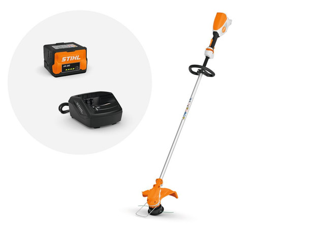 STIHL FSA 60 S 36V AK System loop handle string trimmer kit including AK 20 battery and charger for cordless lawn and garden maintenance.