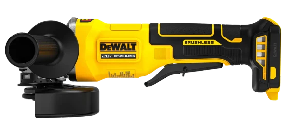 DeWalt DCG408B 20V MAX brushless 4-1/2 in. paddle switch angle grinder tool only with quick-change guard and Perform & Protect technology.