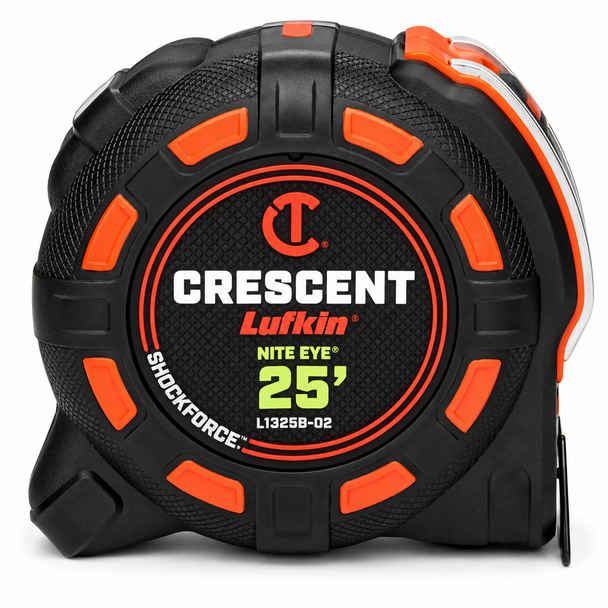 Crescent Lufkin L1325B-02 NITE EYE 25-foot x 1-1/4-inch Shockforce tape measure.