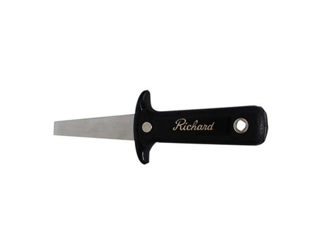 Roofing knife with plastic handle and finger guard