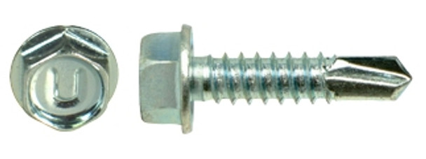 Ucan THW 121B, #12 x 1" Hex Head, No Washer, Zinc Plated Tek Screw