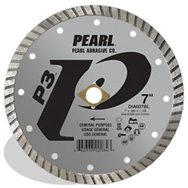 Pearl Abrasive DIA007BL 7 x .080 x 7/8, 5/8 Pearl P3 Gen. Purpose Flat Core Turbo Blade, 12mm Rim