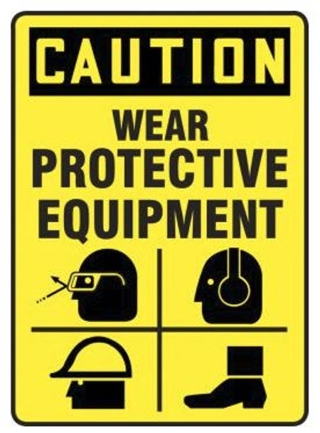 Accuform MPPE755VP OSHA Caution Safety Sign: Wear Protective Equipment