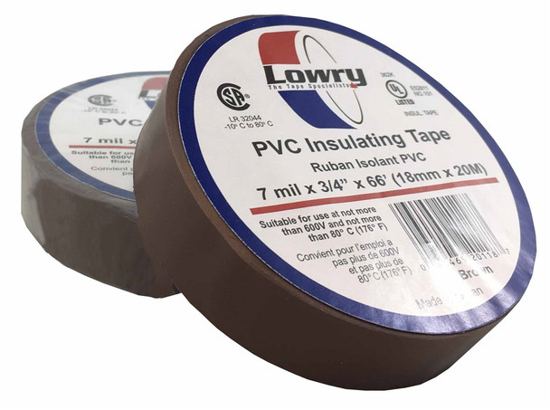 Lowry 108407544 Electrical Tape - Brown - 18mm x 20m