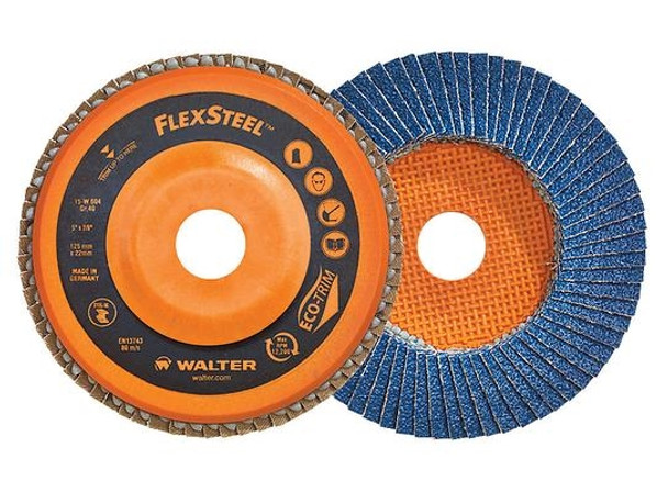 Walter 15-W 458 Flexsteel, 4-1/2" x 7/8" Flap Disc - 80 Grit