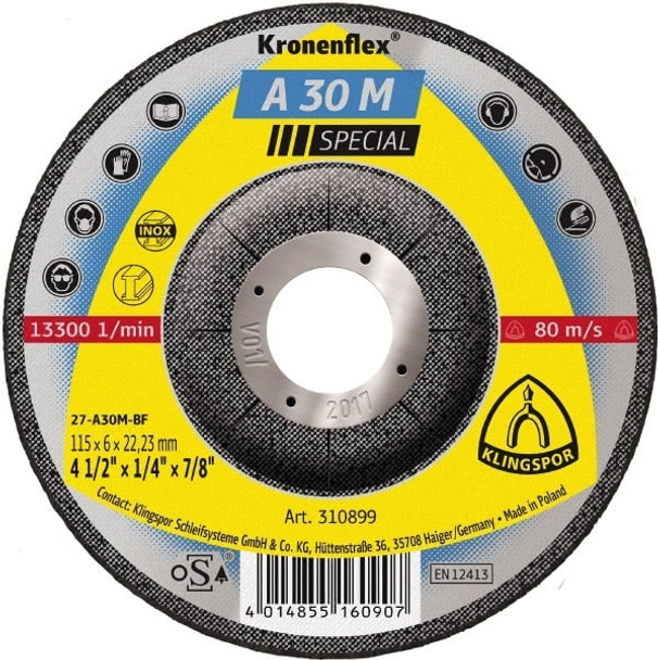 Klingspor 310901 6" x 1/4" x 7/8" Kronenflex A30M Grinding Disc