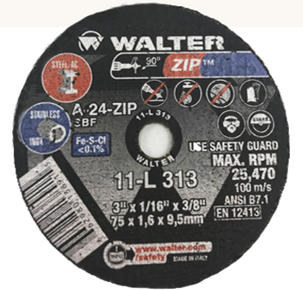 Walter 11-L 313 3" x 1/16" x 3/8" ZIP Cut Off Wheel