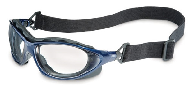 UVEX S0620X, Seismic Clear Safety Glasses, Metallic Blue Frame