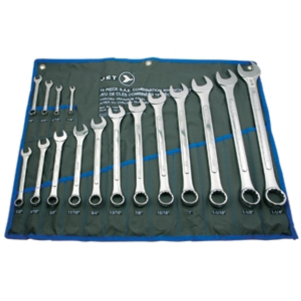 Jet 700121 16 Piece S.A.E. Raised Panel Combination Wrench Set