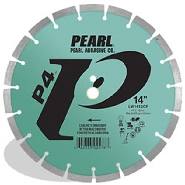 Pearl Abrasive LW1412CP 14 x .125 x 1 Pearl P4 Concrete & Masonry Segmented Blade, 15mm Rim