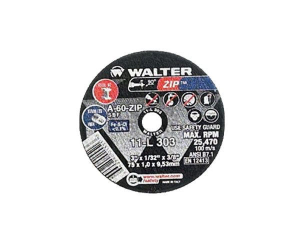 Walter 11-L 333, 3" X 1/4" X 3/8" Zip Small Diameter Cut-Off Wheels For Die Grinders