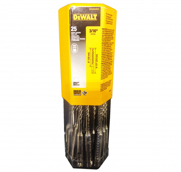 DeWalt DW5504B25 3/16"x6"x8-1/2" Solid Rock Carbide SDS+ Bit