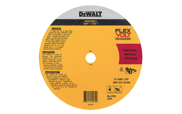 DeWalt FLEXVOLT 9" x 5/64" x 7/8" Metal Cutoff Wheel