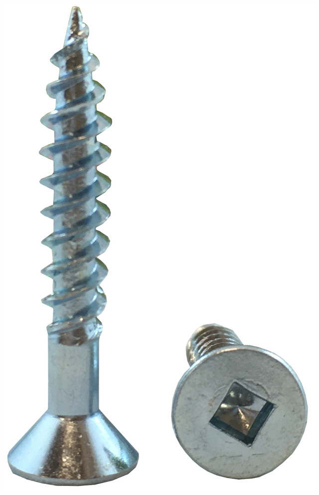4 x 1 1/4 inch Flat Head Square Drive Wood Screw Zinc Plated at